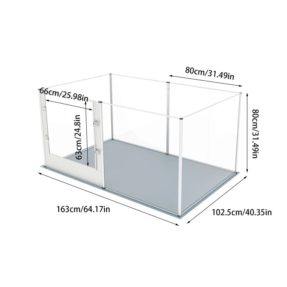 Borwart Acrylic Dog Playpen Fence: Indoor Clear Acrylic Pet Whelping Pen Box Dog Playpen Kennel Crate 80cm Taller with Waterproof Pad for Dogs, Rabbits, Guinea Pig